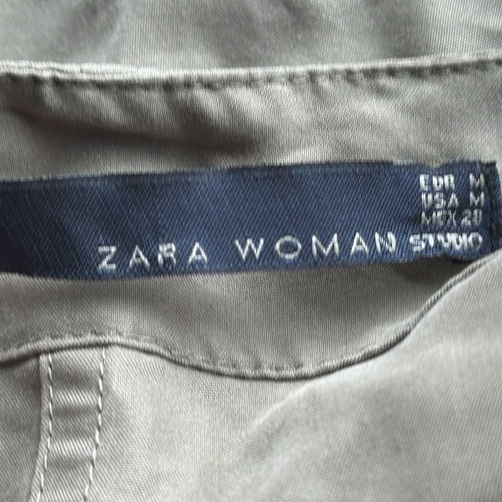 Zara Woman dress jacket silk light olive wrap around size Medium - Picture 9 of 9